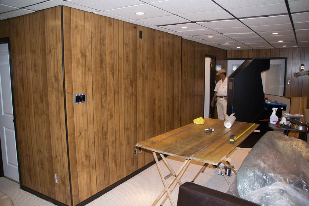 Basement wood paneling