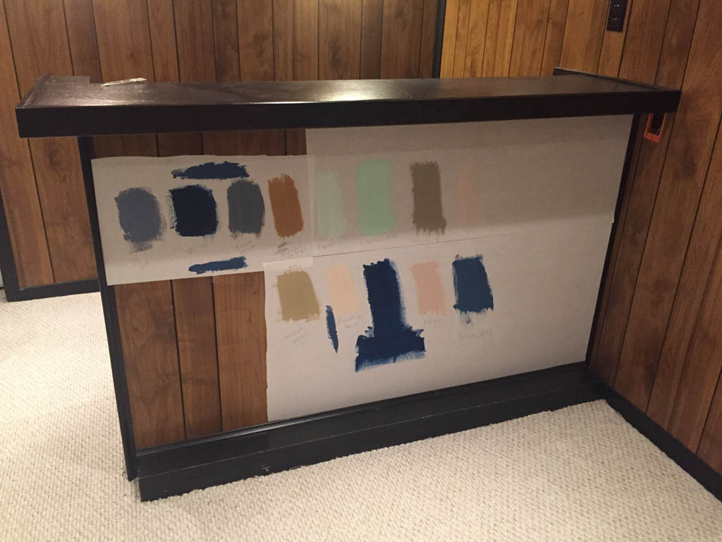 Paint samples on paintable wallpaper