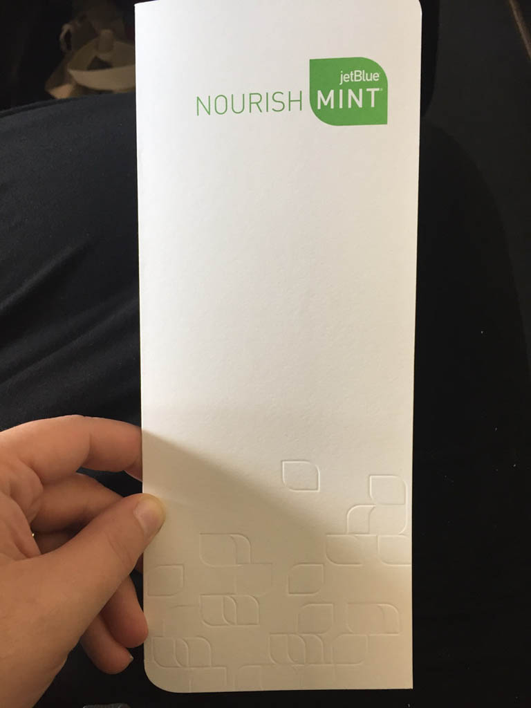 JetBlue Mint Class Menu Cover