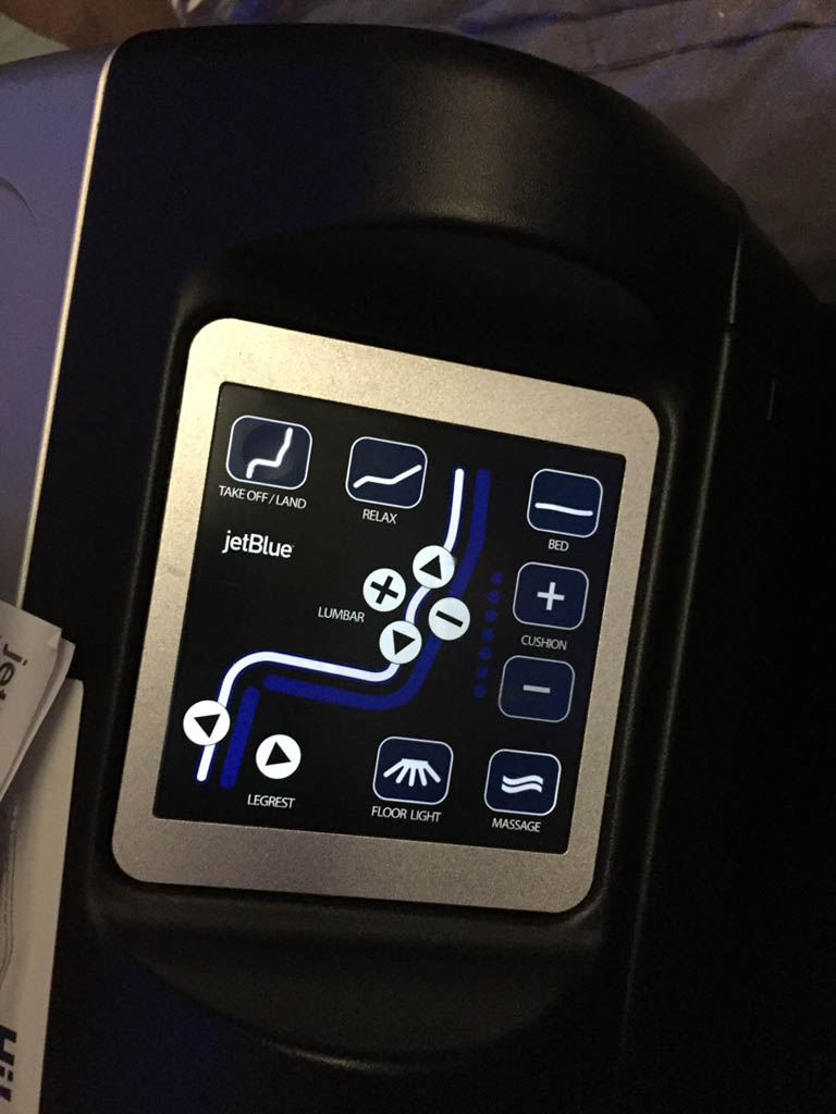 Seat Controls on JetBlue Mint Class