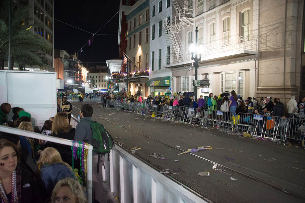 Place St. Charles grandstands during Mardi Gras parade