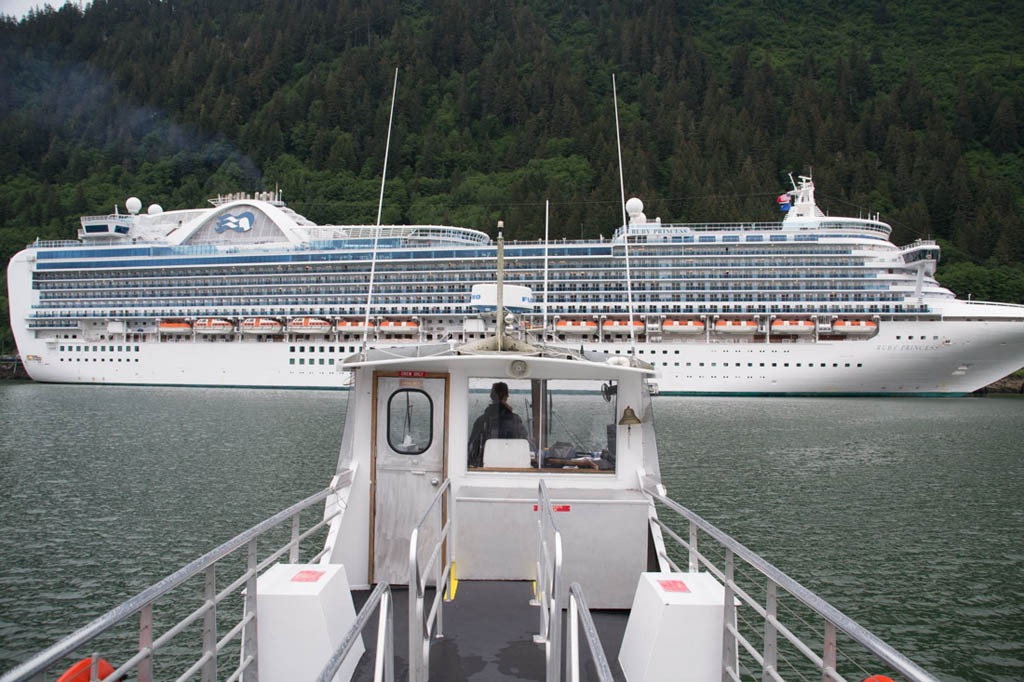 Approaching Ruby Princess ship in Juneau