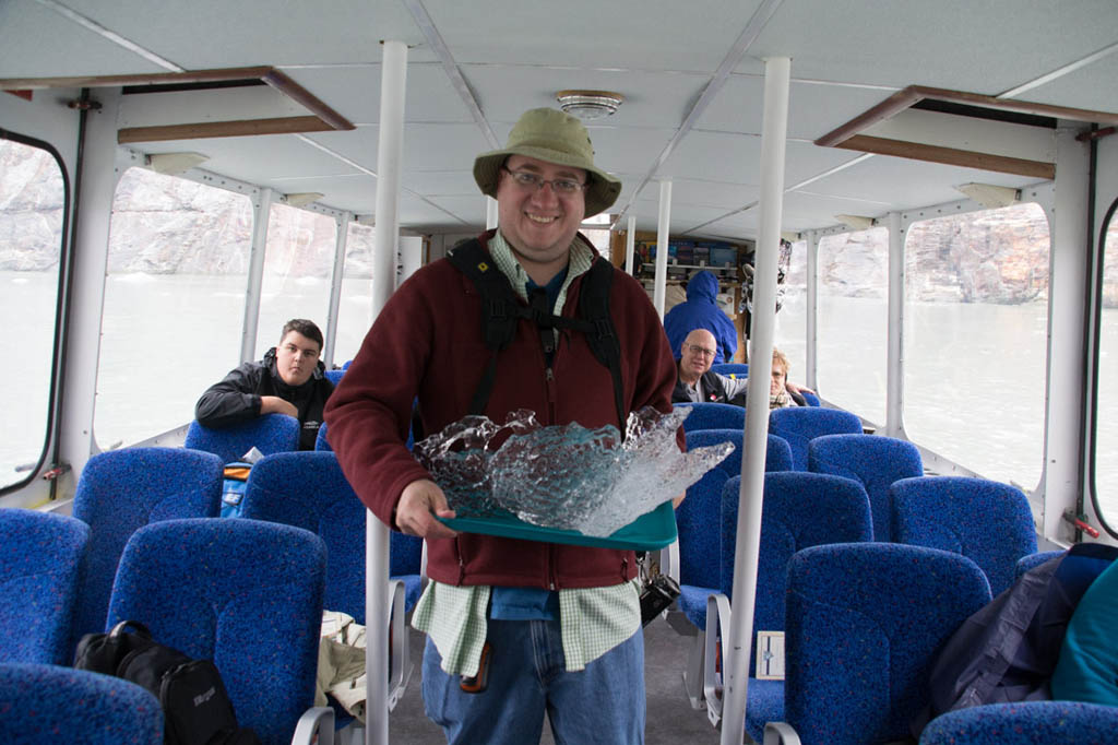 Ken holding piece of iceberg