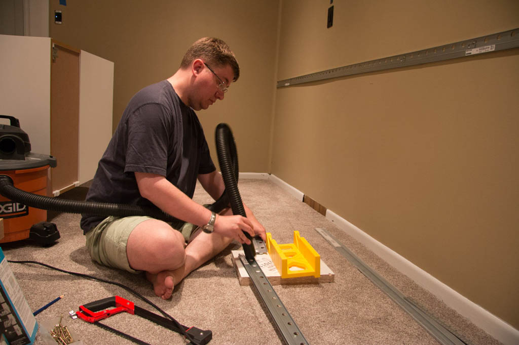 Cutting hanging track for Ikea cabinets