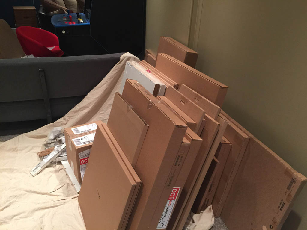 Ikea kitchen cabinets in boxes