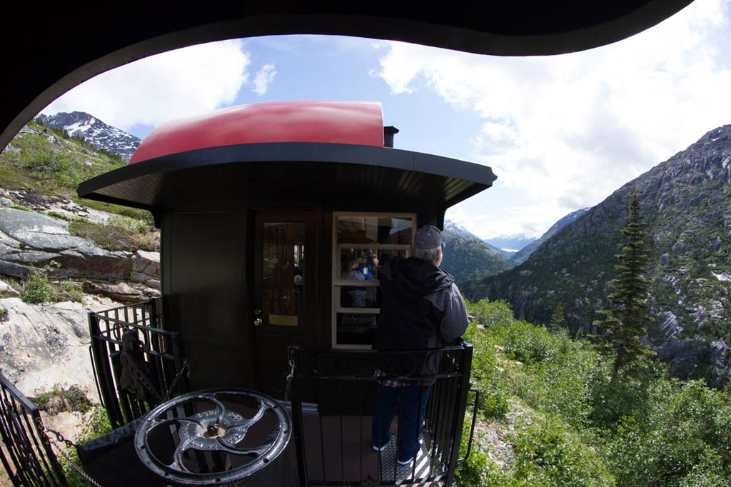 Outdoor platform on White Pass and Yukon Route train ride