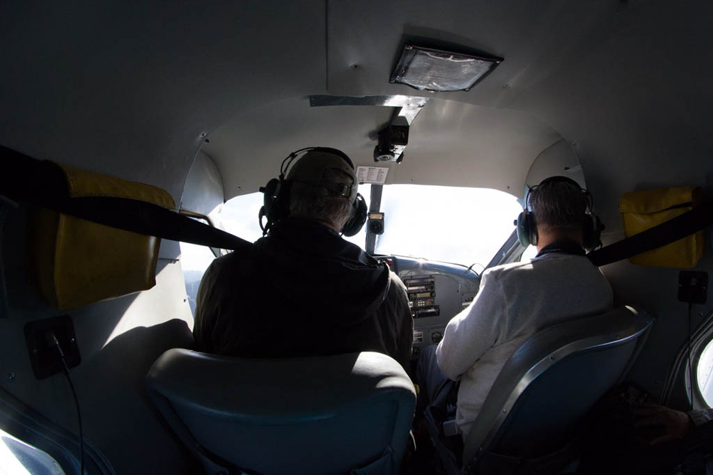 Pilot and passenger on seaplane in Ketchikan