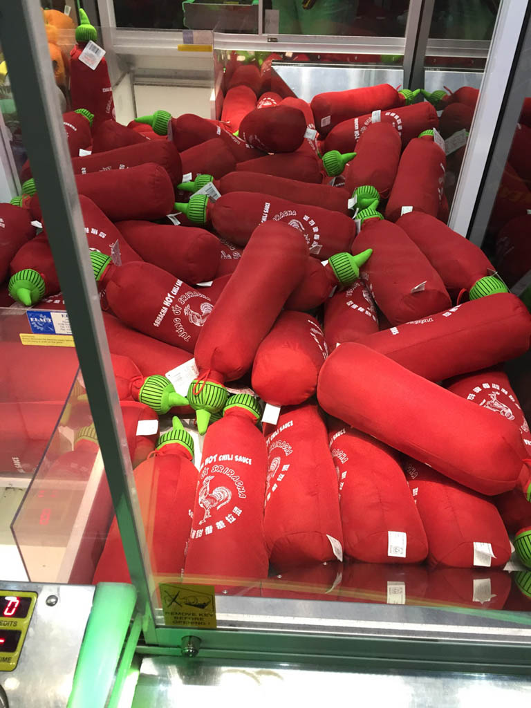 Sriracha plush toy claw machine
