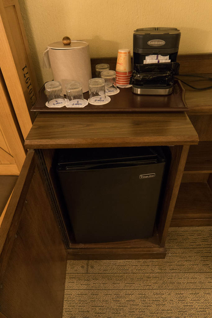 Mini fridge in room at Port Orleans Riverside