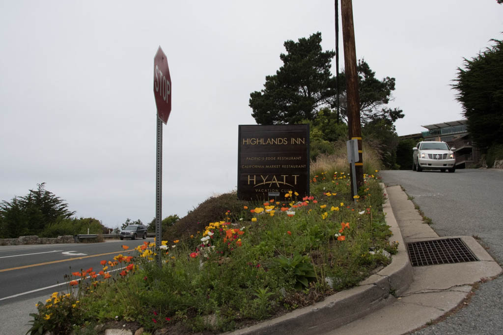 Signs from Highway 1 for Hyatt Carmel Highlands