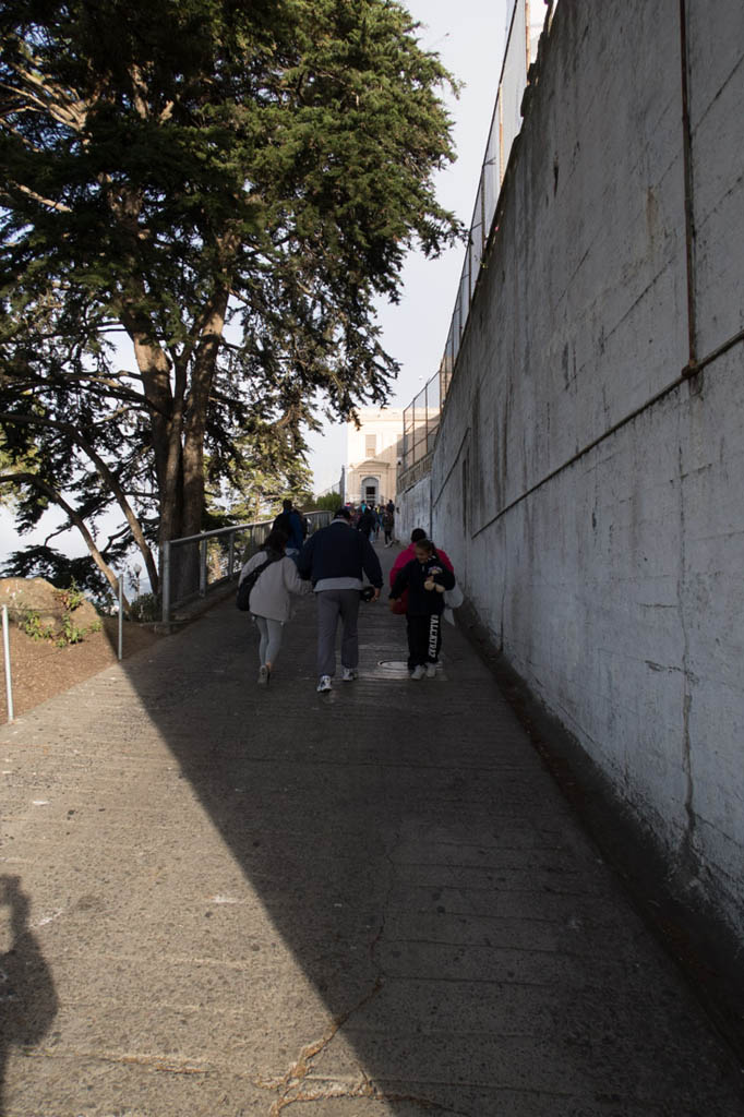 Walking up the ramps at Alcatraz