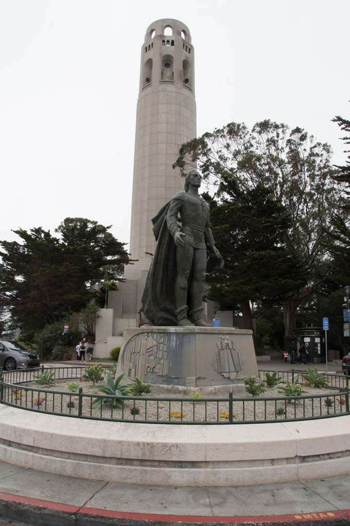 Statue in front of Coit Tower in San Francisco