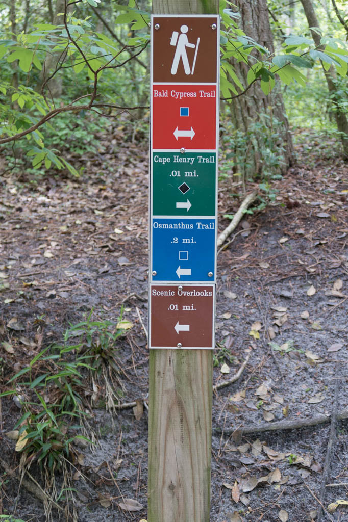 Trail signs at First Landing State Park