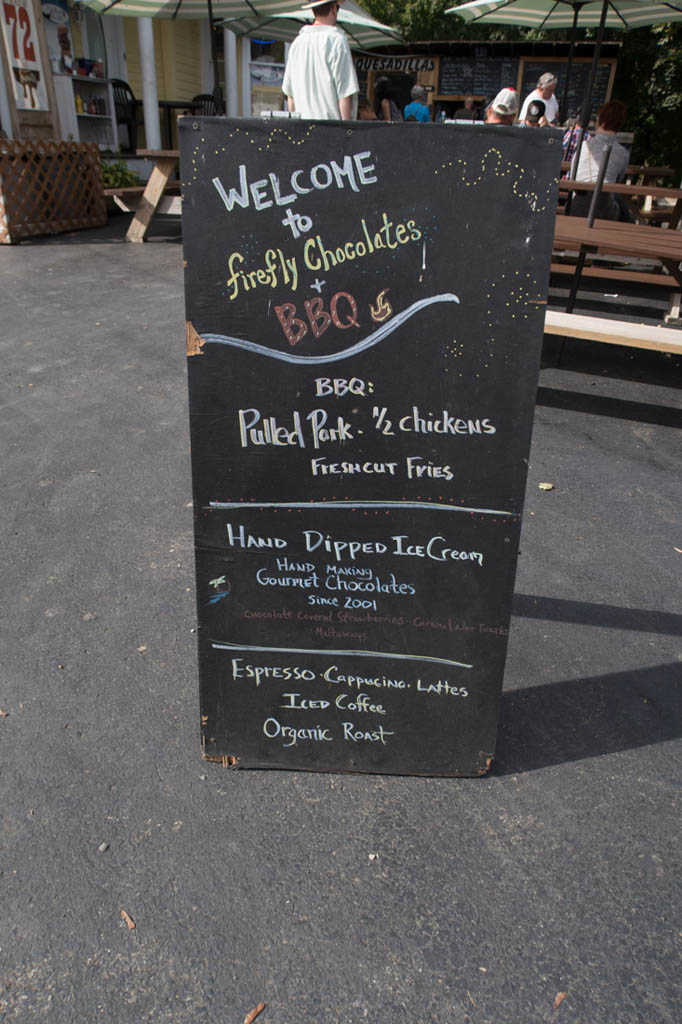 Firefly Chocolates and BBQ sign