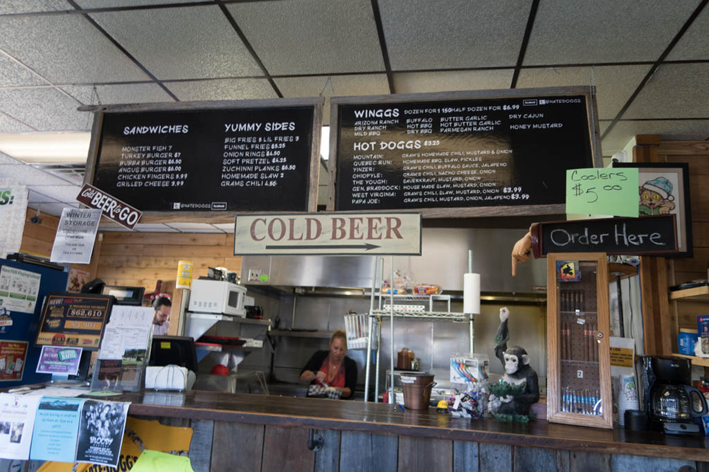 Menu board at Nate Doggs