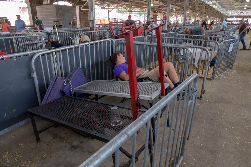 Guy sleeping at Iowa State Fair
