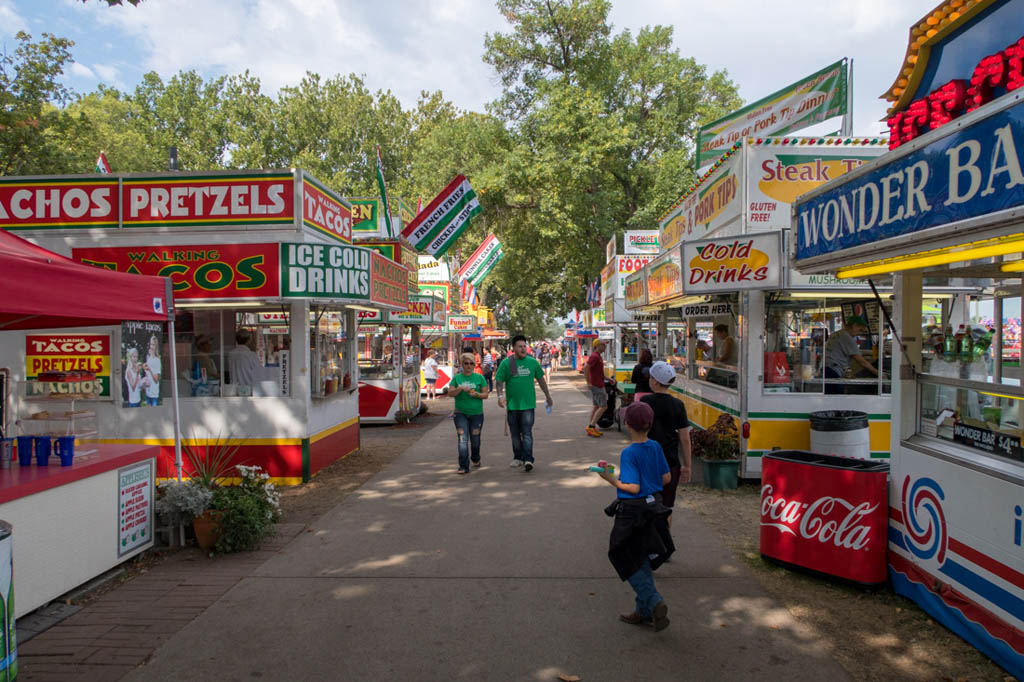 Food booth rows at Iowa State Fair