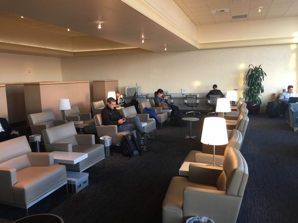 United Business Class Lounge seating at SFO