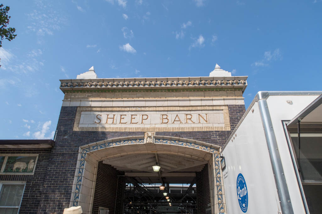 Sheep barn sign exterior at Iowa State Fairgrounds