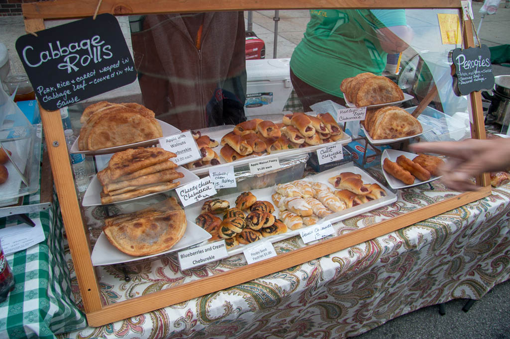 Pierogies and cheburekie at Des Moines Farmers Market