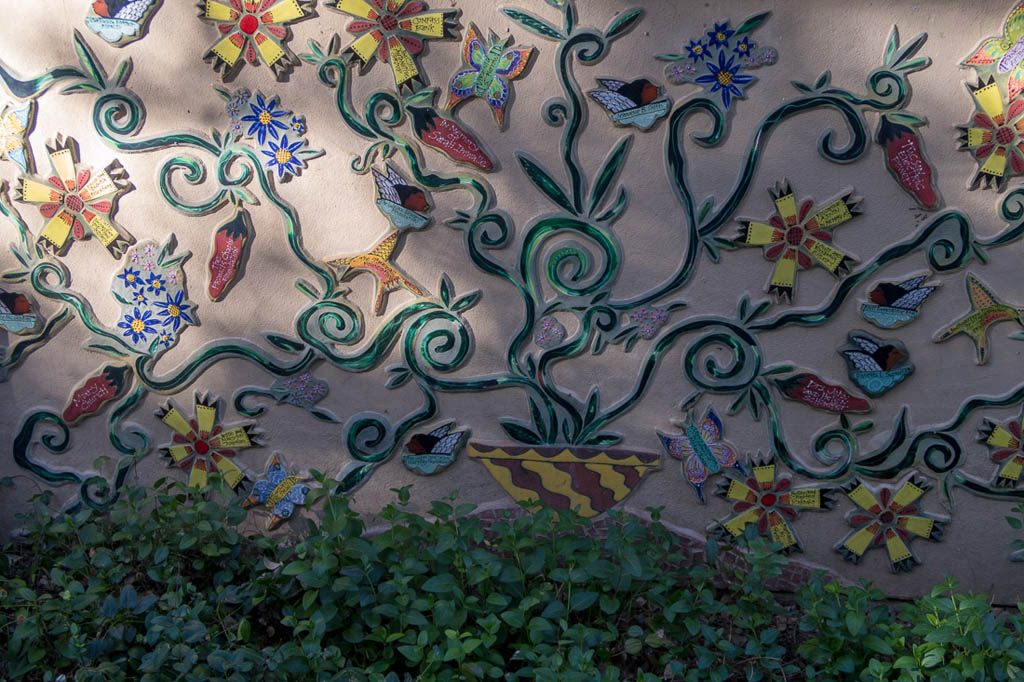 Colorful wall decor at Tucson Botanical Gardens