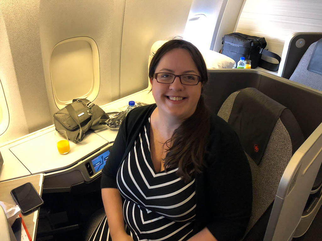 Melissa on Air Canada Business class seat 6K