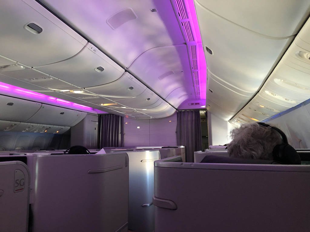 Mood lighting on Air Canada 777 Business class