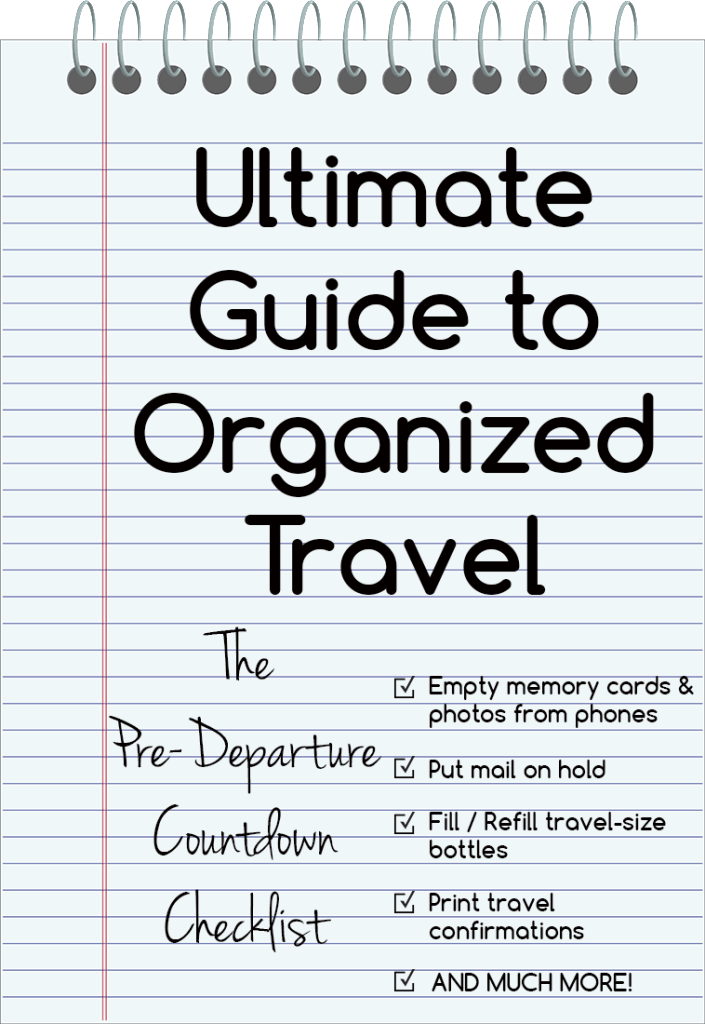 Pre Departure Countdown Checklist for Travel | When to charge your electronics, put your mail on hold, etc before traveling so you don't have to do it all at once!